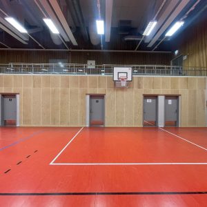 Prosjekt Frydenberg flerbrukshall - perforerte plater i furukryssfiner